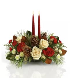 Christmas Table Centerpiece. An arrangement by Nicol Florist.