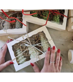 Holiday Tree Candle set of Three. An arrangement by Foraged Floral of Cape Cod.