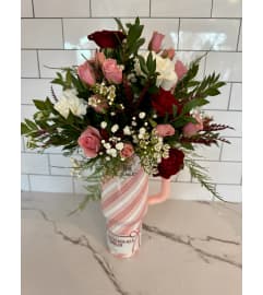 40 oz Strawberry Twist Stanley Cup Bouquet-limited edition. An arrangement by Brookdale Flowers and Gifts.