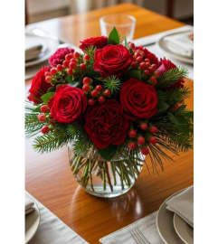 Classic Christmas. An arrangement by Brickell Exclusive Blooms.
