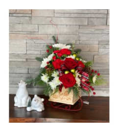 Sleigh Wishes of Warmth 2025. An arrangement by Loyalist Flowers.
