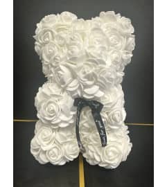 Foam rose bear white. An arrangement by DMP Flowers and Gifts. Foam rose bear white. An arrangement by DMP Flowers and Gifts.