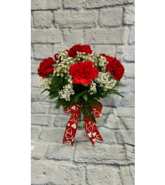 Six Red Carnation. An arrangement by Clemmons Florist Inc.. Six Red Carnation. An arrangement by Clemmons Florist Inc..