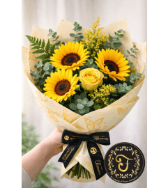 Golden Crush Arrangement. An arrangement by Lori's Hearts and Flowers.