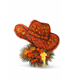 Cowboy hat. An arrangement by Cielo's Floral Designs. Cowboy hat. An arrangement by Cielo's Floral Designs.