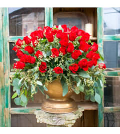 One Hundred Roses. An arrangement by Twigs Flower Company.