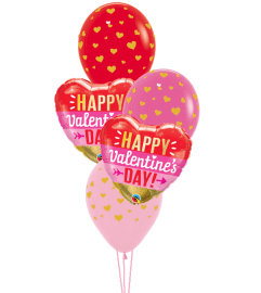 Valentine's Day ArrowStripes Classic Confetti Balloon Bouquet. An arrangement by Balloon Bouquets Plus. Valentine's Day ArrowStripes Classic Confetti Balloon Bouquet. An arrangement by Balloon Bouquets Plus.