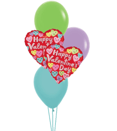 Valentine Smile Hearts Colourful Classic Balloon Bouquet. An arrangement by Balloon Bouquets Plus. Valentine Smile Hearts Colourful Classic Balloon Bouquet. An arrangement by Balloon Bouquets Plus.