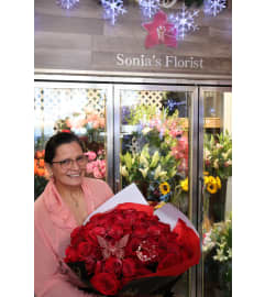 Sonia’s Red Roses. An arrangement by Sonia's Florist.