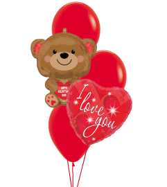 Valentine's Day Bear Love Classic Junior Balloon Bouquet. An arrangement by Balloon Bouquets Plus. Valentine's Day Bear Love Classic Junior Balloon Bouquet. An arrangement by Balloon Bouquets Plus.