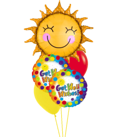 Sunshine Sun Get Well Swirls Cheerful Balloon Bouquet. An arrangement by Balloon Bouquets Plus. Sunshine Sun Get Well Swirls Cheerful Balloon Bouquet. An arrangement by Balloon Bouquets Plus.