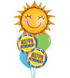 Sunny Smiles Retirement Stripes Cheerful Balloon Bouquet. An arrangement by Balloon Bouquets Plus. Sunny Smiles Retirement Stripes Cheerful Balloon Bouquet. An arrangement by Balloon Bouquets Plus.
