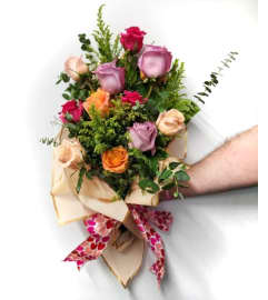 Dazzling Haze Wrapped Bouquet. An arrangement by Delray Beach Flower Market.