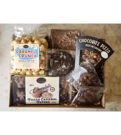 Gourmet Chocolate Lovers Gift Box. An arrangement by Flowers By Design.