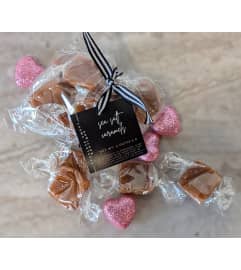 Peasley's Homemade Caramels. An arrangement by Block Farms Flowers.