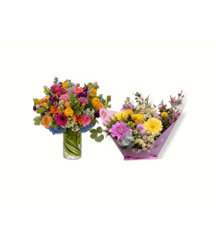 Joyful Bloom - WRAP OR VASE. An arrangement by La Bolsa Rosa.