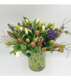 Tulip Meadow Delight. An arrangement by Grace Floral Design Barrie. Tulip Meadow Delight. An arrangement by Grace Floral Design Barrie.