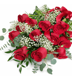 The Classic Dozen Red Roses All Wrapped Up. An arrangement by The Garden Gate Gifts and Florals.