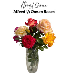 Florist Choice- Mixed 1/2 Dozen Roses. An arrangement by Flower Barn.