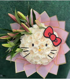 hello kitty face. An arrangement by Vemongi Flowers.