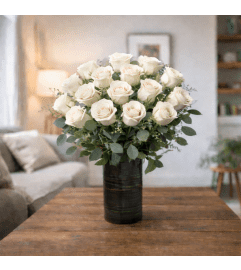 PREMIUM WHITE ROSES. An arrangement by Petals and Co..