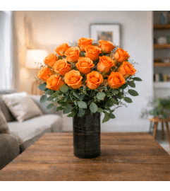 PREMIUM ORANGE ROSES. An arrangement by Petals and Co..