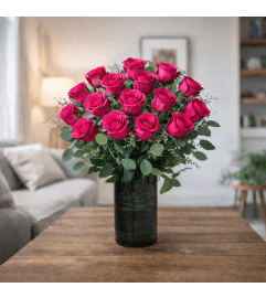 PREMIUM HOT PINK ROSES. An arrangement by Petals and Co..