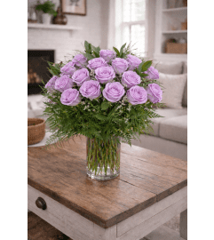 PREMIUM LAVENDER ROSES. An arrangement by Petals and Co..