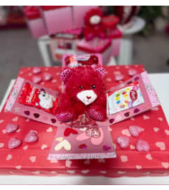 Medium Valentine Surprise Box. An arrangement by Bertha's Florist.