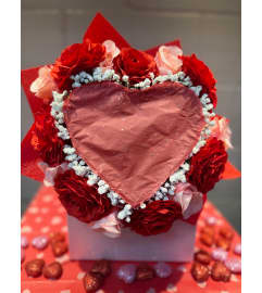 Burn Reveal Bouquet. An arrangement by Bertha's Florist.