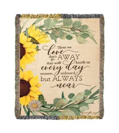 Tapestry Throw - Those We Love w/Sunflowers. An arrangement by Tom Rodgers Flowers.