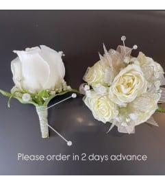 White and Gold Duo. An arrangement by Violeta's Flower Shop.