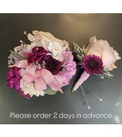 Pink and purple Blooms Duo. An arrangement by Violeta's Flower Shop.