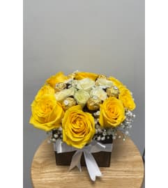 Yellow and White Heart. An arrangement by Spring Garden Flowers.