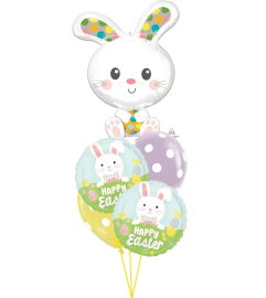 Easter Bunny Bliss Cheerful Confetti Balloon Bouquet. An arrangement by Balloon Bouquets Plus.