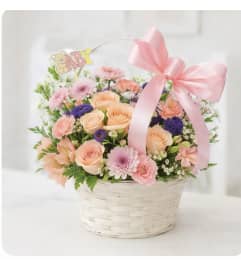 Baby Girl Flower Basket – Pink and Blush Floral Arrangement. An arrangement by EverBlooming Luxe Designs. Baby Girl Flower Basket – Pink and Blush Floral Arrangement. An arrangement by EverBlooming Luxe Designs.