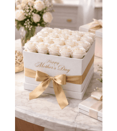 Boxed roses. An arrangement by Flowers 4 U Helping Hand.