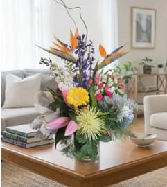 Birds' Garden vase arrangement. An arrangement by Sophie's Flowers.