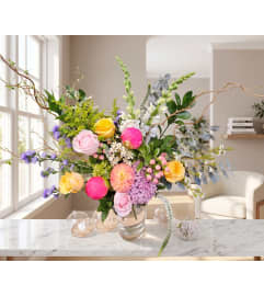 Pastel and Peony Cascade. An arrangement by Sophie's Flowers.