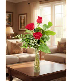 Trio Rose in a vase. An arrangement by Sophie's Flowers.