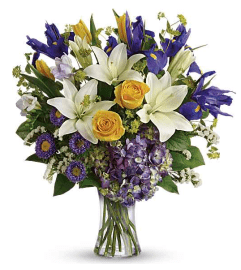 Floral Spring Iris Bouquet. An arrangement by Shalimar Designs.