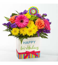 Radiant Birthday Bliss. An arrangement by Julie's Artistic Rose. Radiant Birthday Bliss. An arrangement by Julie's Artistic Rose.