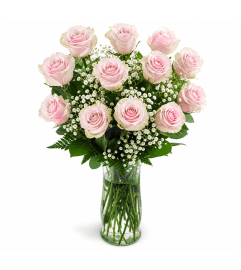 Classic Pink Mondial Roses. An arrangement by Anderson Flowers.