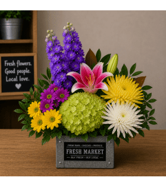 Fresh Market Bloom. An arrangement by Country Floral's Seasons, LLC.