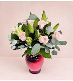 Love Pink and White Lilies. An arrangement by Brickell Exclusive Blooms.