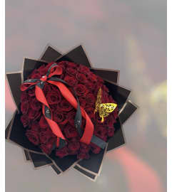 Midnight Passion Bouquet. An arrangement by Flowers and Fruit Designs.