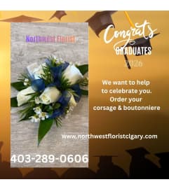 Corsage and Bout 2026. An arrangement by Northwest Florist.