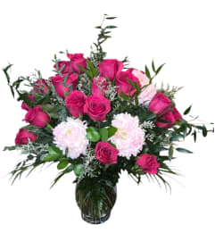 Hot pink explosion. An arrangement by DMP Flowers and Gifts.