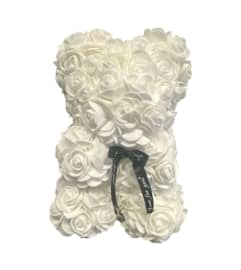 Foam rose bear white. An arrangement by DMP Flowers and Gifts.