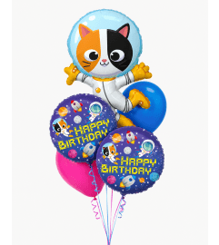 Cat Astronaut Happy Birthday Space Cats Cheerful Balloon Bouquet. An arrangement by Balloon Bouquets Plus. Cat Astronaut Happy Birthday Space Cats Cheerful Balloon Bouquet. An arrangement by Balloon Bouquets Plus.